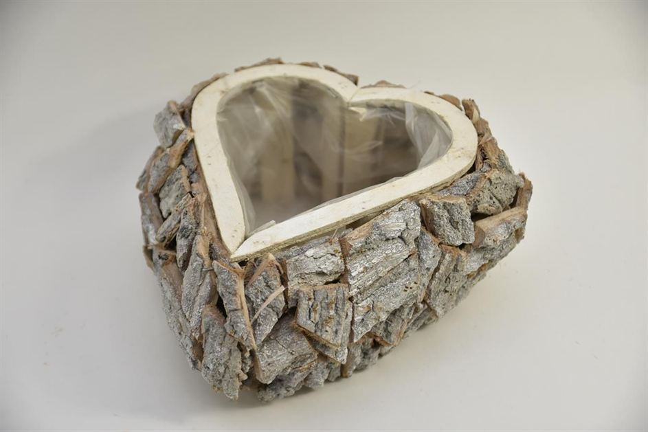 Květináč srdce z kůry 30 cm