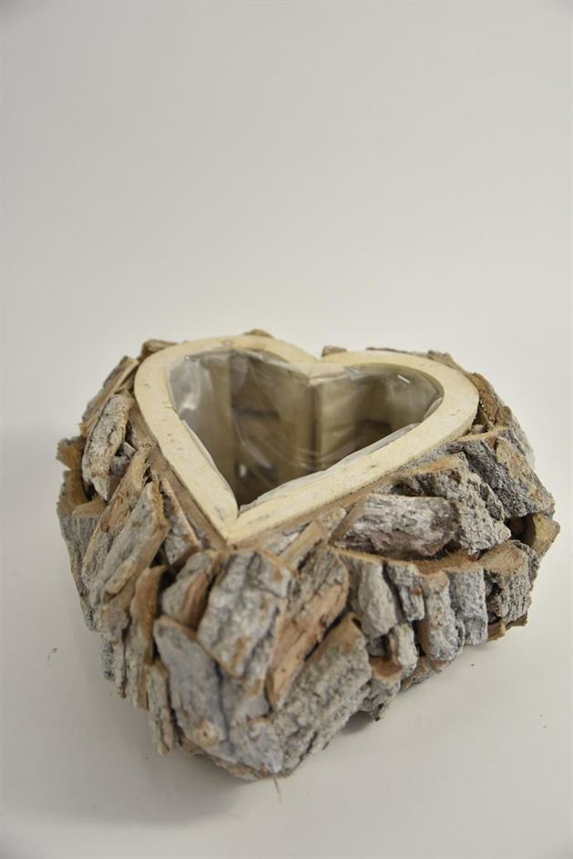 Květináč srdce z kůry 26 cm