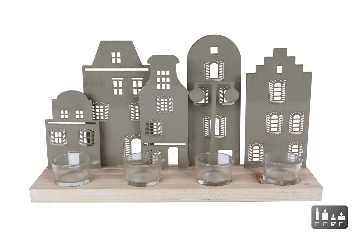 Domky na dřevěné podložce 38 cm