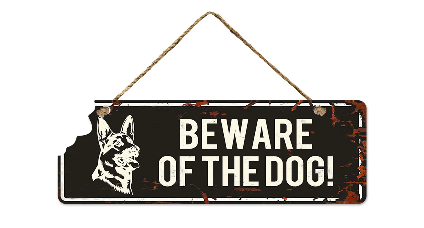 Nástěnná cedule "beware of the dog"