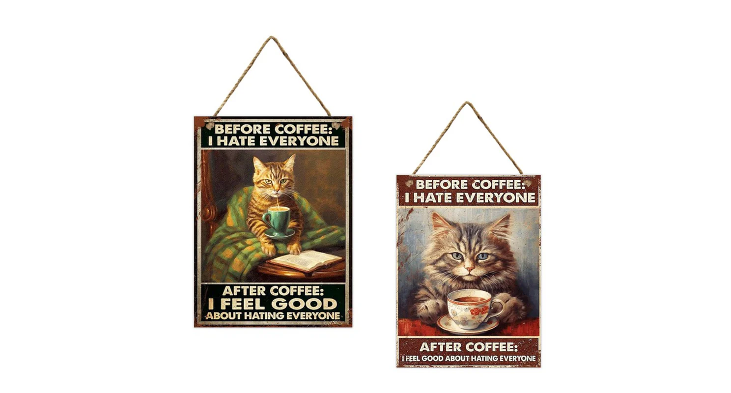 Nástěnná cedule "before coffee" sada 2 ks