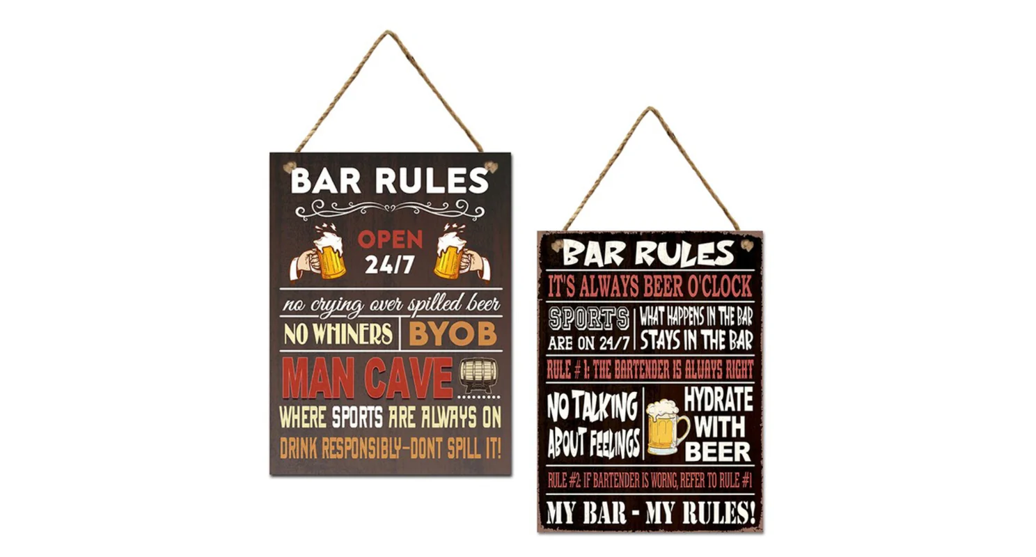 Nástěnná cedule "Bar rules" sada 2 ks