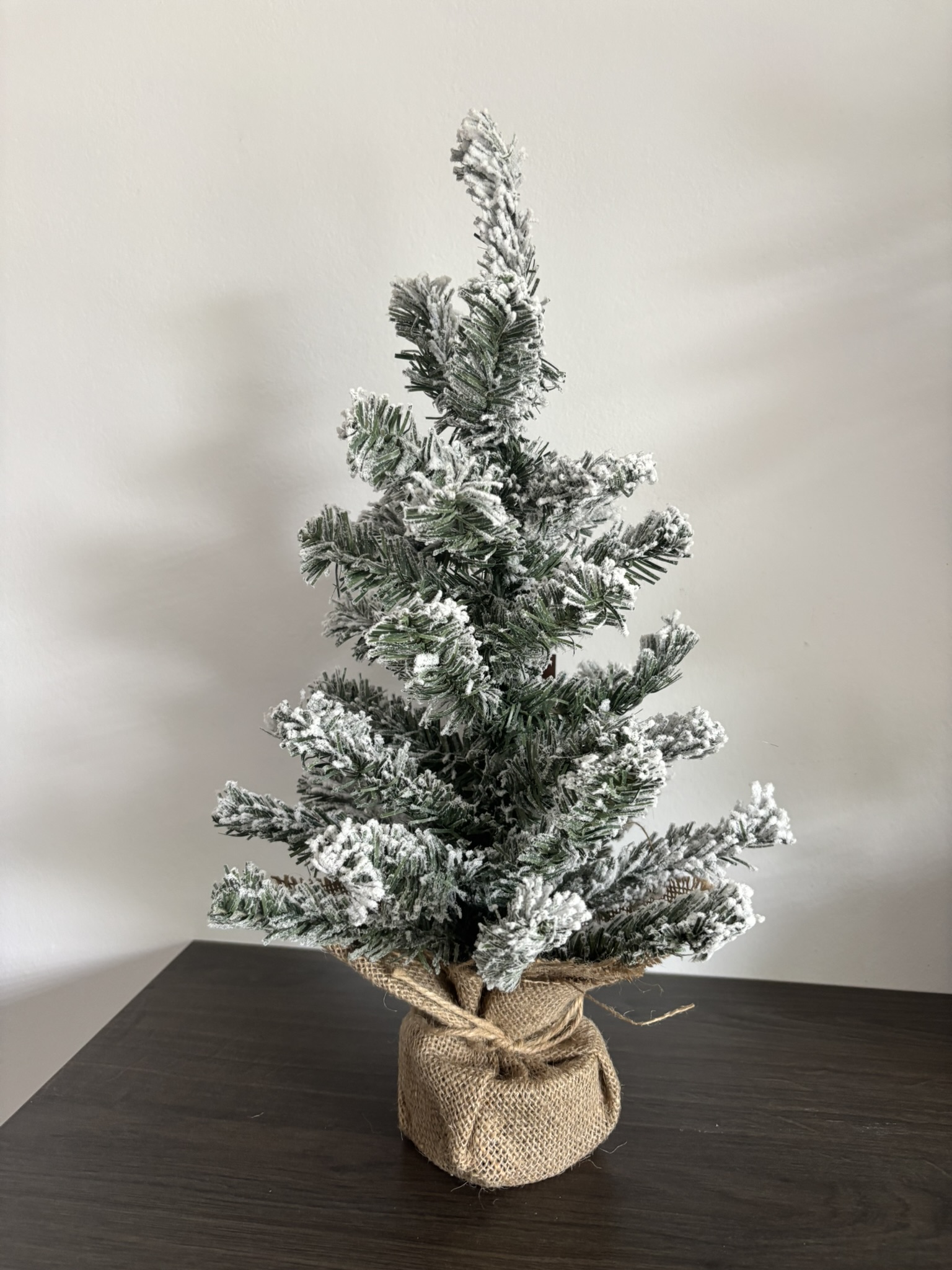 Jehličnan zasněžený v jutovém měšci 45 cm