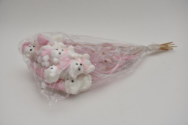 Medvídek se stužkou na tyčce 50 cm 4 ks