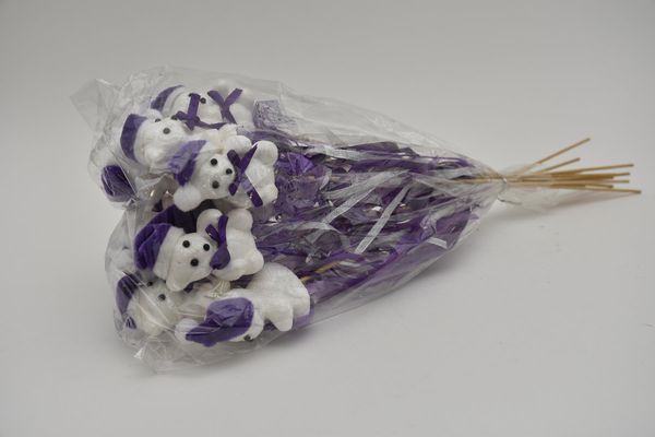 Medvídek se stužkou na tyčce 50 cm 4 ks