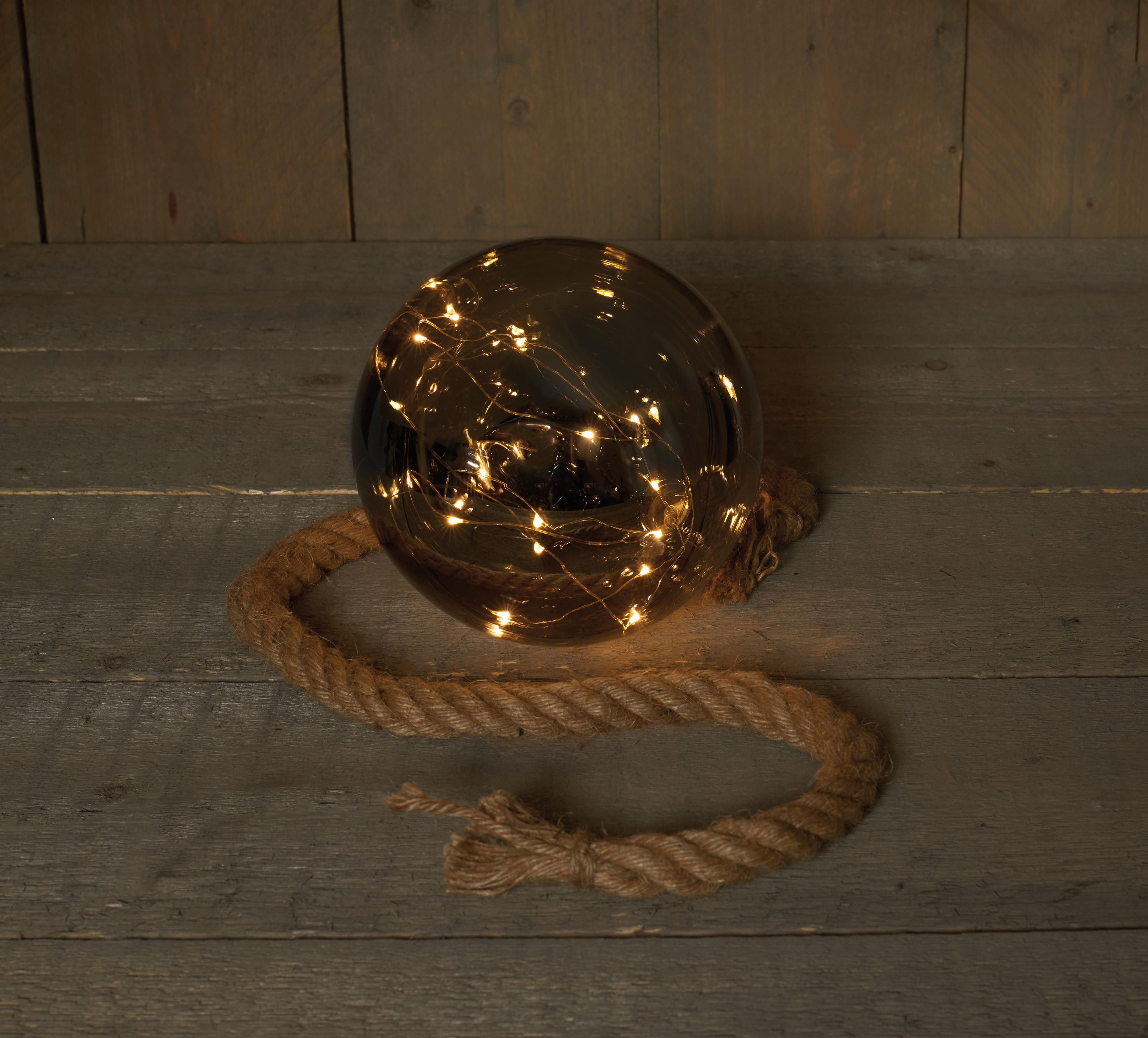 Koule LED 18 cm s jutovým provazem