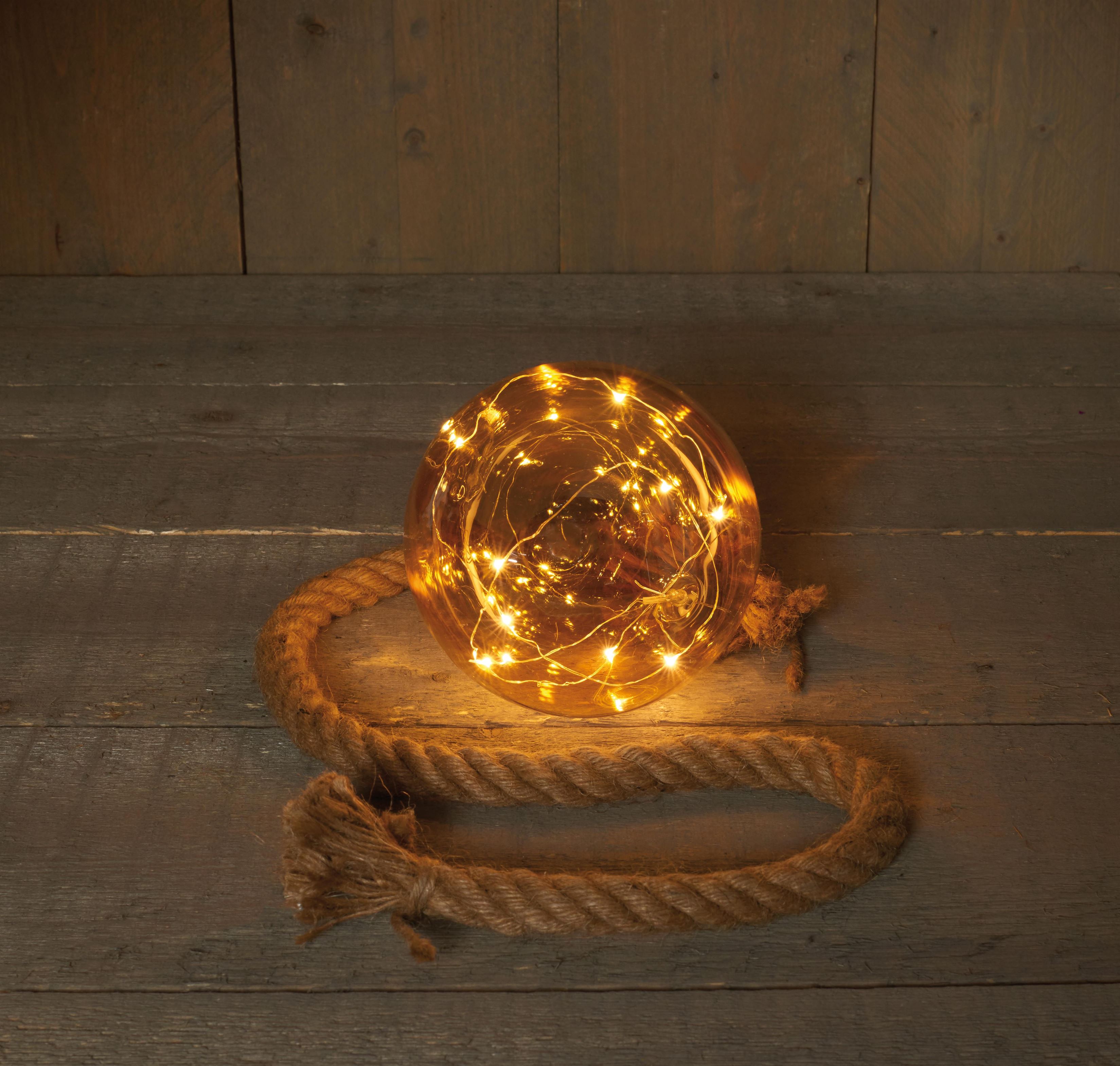 Koule LED 15 cm s jutovým provazem