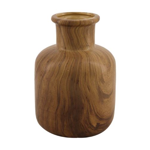 Váza dřevěný vzhled 18 cm